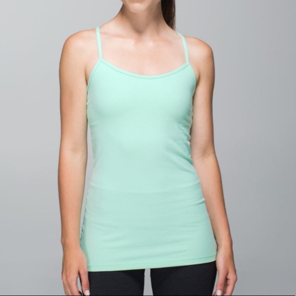 Lululemon Power Y Tank Top Green White Stripe